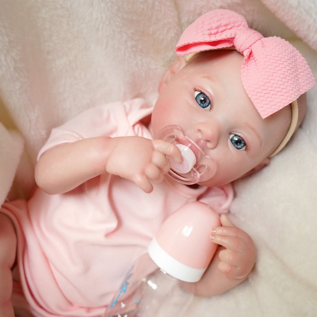 Boneca Bebê Reborn Realista Original de Vinil de Silicone Boneca Realista Menina Completa April