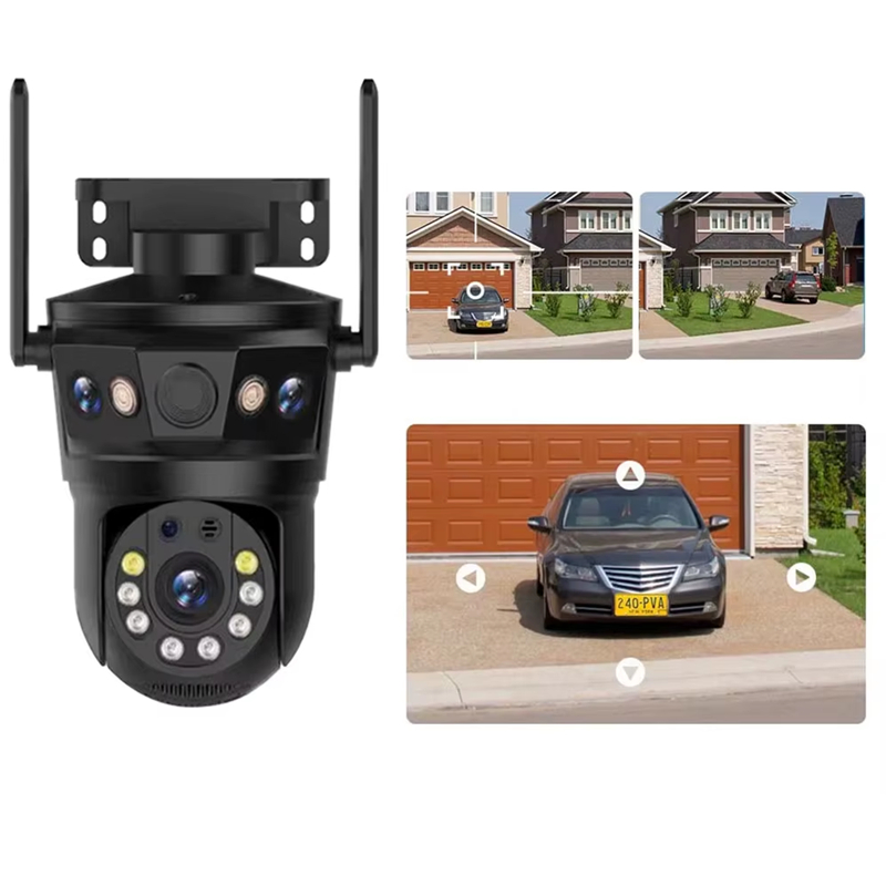 Câmera de Segurança 3 em 1, 2 Câmeras Fixas + 1 Móvel, 6MPx, Zoom, Visão Noturna e Resistente a Água