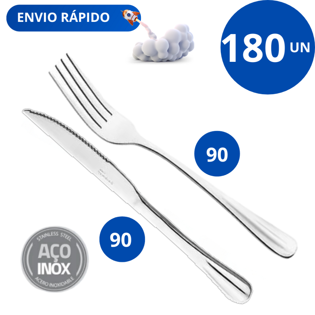 kit Garfo Faca Talher Aço Inox Grande Luxo Cozinha Bar Restaurante ...