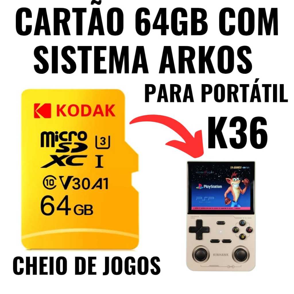 Micro Sd 64GB Para Portátil Kin Hank K36 - Cartão Com Sistema Arkos ...