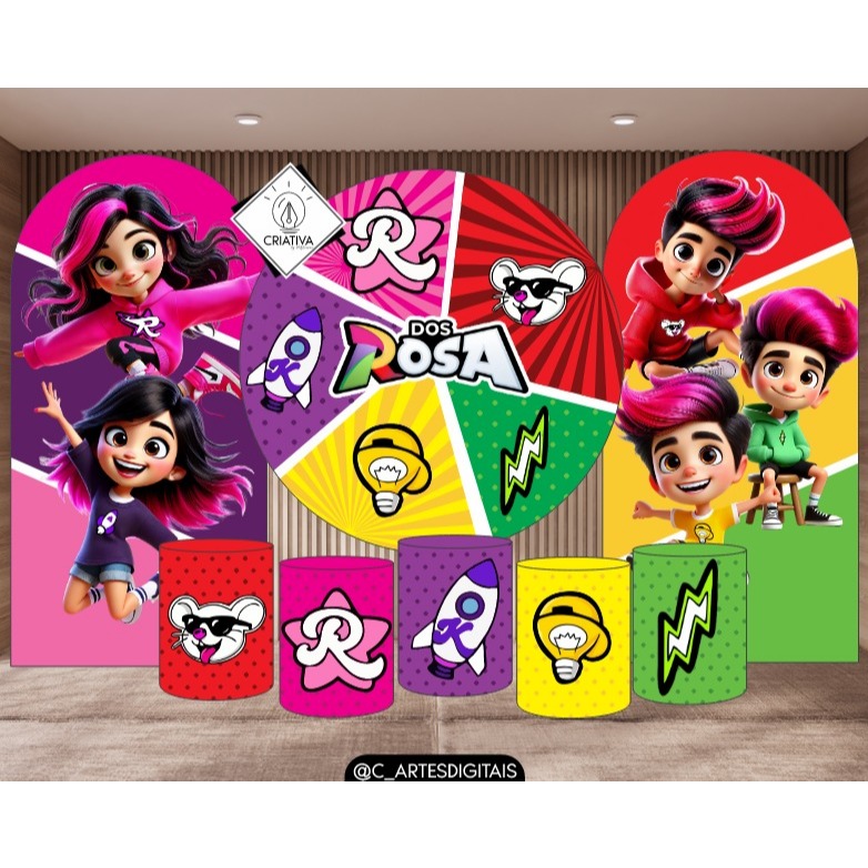 SUPER KIT PAINEL DE FESTA EMILLY VICK OS ROSAS EM TECIDO SUBLIMADO ...