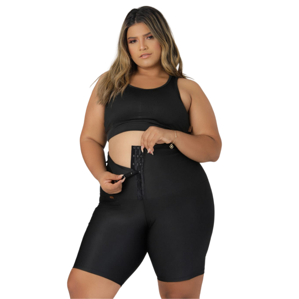 Short Cinta Modeladora Plus Tamanho G1 ao G3 Suplex Encerado Reduz ...