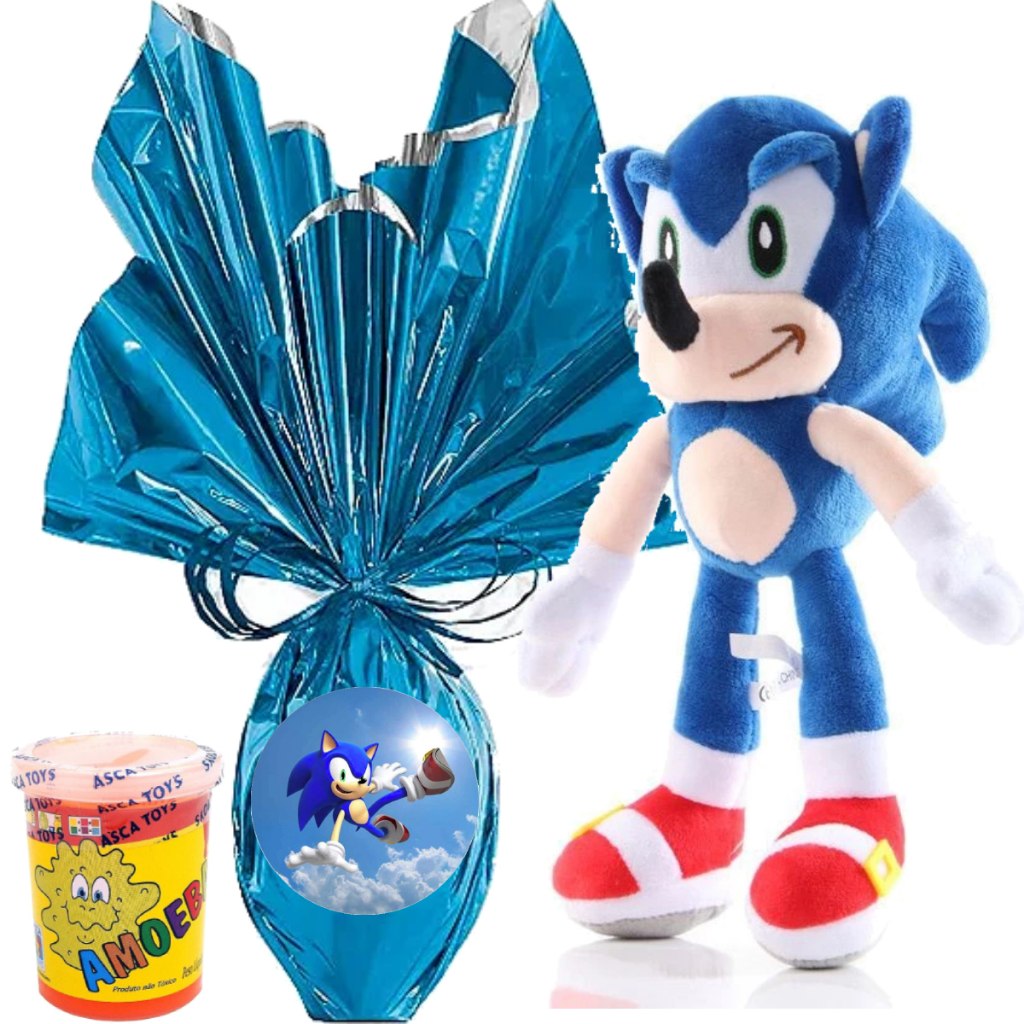 Kit Ovo de Páscoa Infantil 250 Gramas + Pelúcia Sonic Ouriço Filme 25cm ...