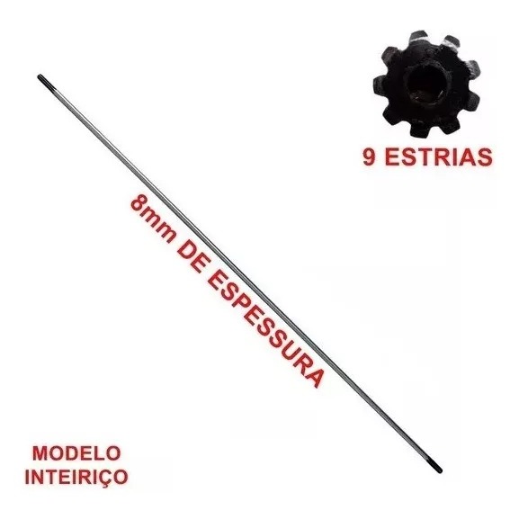 Eixo Cardan 9 Estrias 8mm X 75cm P/ Roçadeira Nakasaki/siga