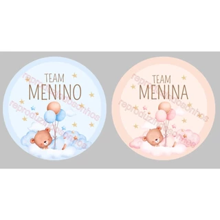 ADESIVOS DE CHÁ REVELAÇÃO- Team Menino Team Menina- Lembrancinhas de Chá de Bebê, Chá Revelação