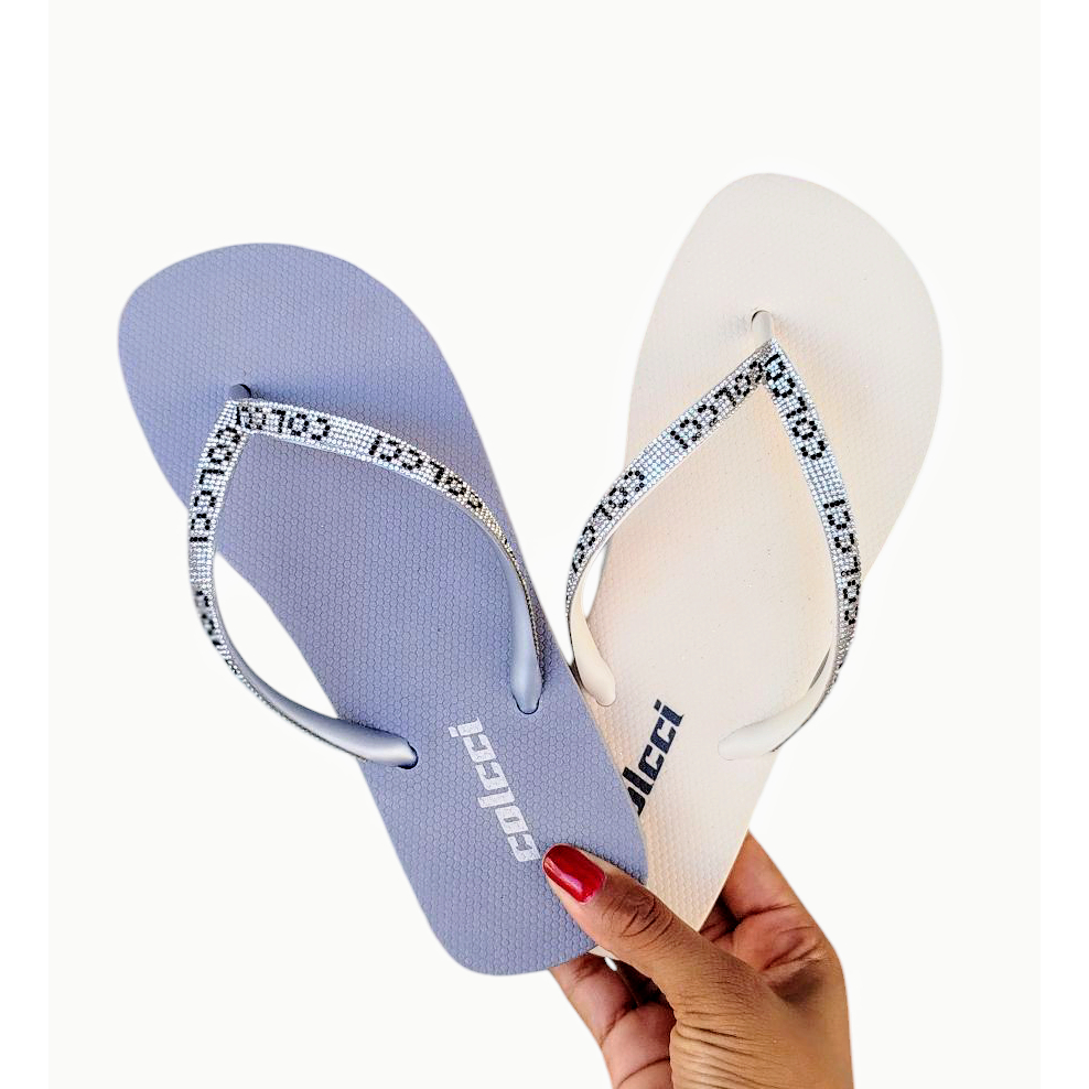 CHINELO COLCCI FEMININO DE BORRACHA COM STRASS NA TIRA MODELO FIJI