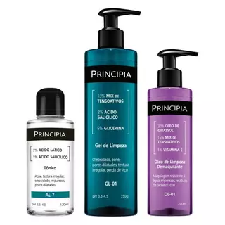 Principia Kit trio Limpeza avançada- Tônico AL-7 + Oleo de limpeza OL-01 + Gel de limpeza GL-01 em Oferta na Shopee