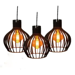 kit 3 Pendente Luminária de Teto Lustre Decorativo Retro Rústico Cor Preto - 3 ppp/sf