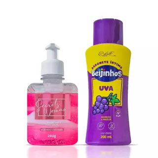 Kit Gel Aromatizante Íntimo Beijável Morango 240g + Sabonete Íntimo Uva 200ml Cuidado Vaginal Swiss Beauty Belkit em Oferta na Shopee