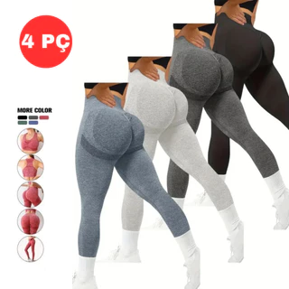 Kit 4 Leggings Femininas Cintura Alta - Contorno Suave E Tecido Opaco Para Atividades Diárias