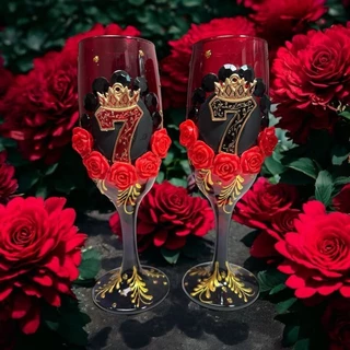 Taça Pomba Gira Roxa Rosa Cristal Gallant Luxo 180ml - Vidro