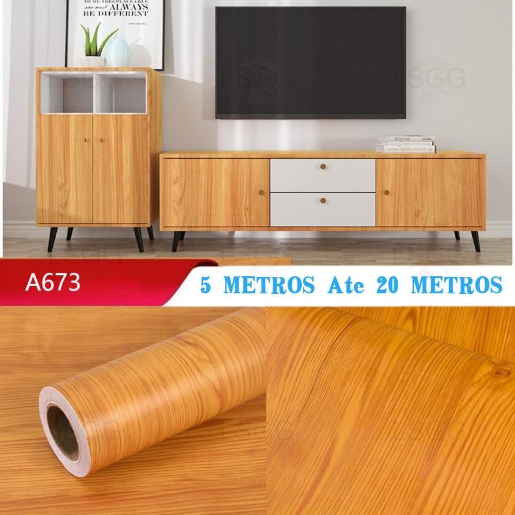 Papel Contact Adesivo Madeira Peroba Rolo 5 Metros Envelopamento Móveis
