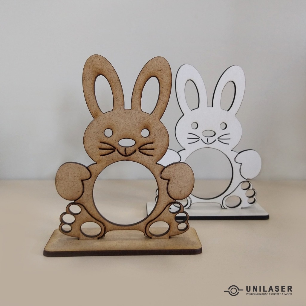 KIT Lembrancinha Porta Bombom Coelho da Páscoa Mdf Cru, Mdf Branco