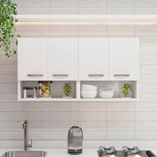 Armário Aereo 4 Portas Modular 120cm Cozinha Lavanderia Mais Vendido Lançamento Móveis Bonatto