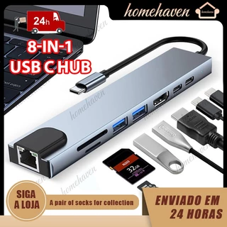Estação de Ancoragem 8 Em 1 USB C Hub 4K PD HDMI 4K 100W Energia