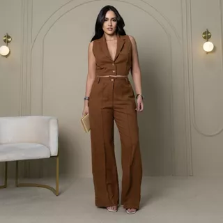 Conjunto Alfaiataria Feminino Elegante Blazer e Calça Social Estilo Executivo