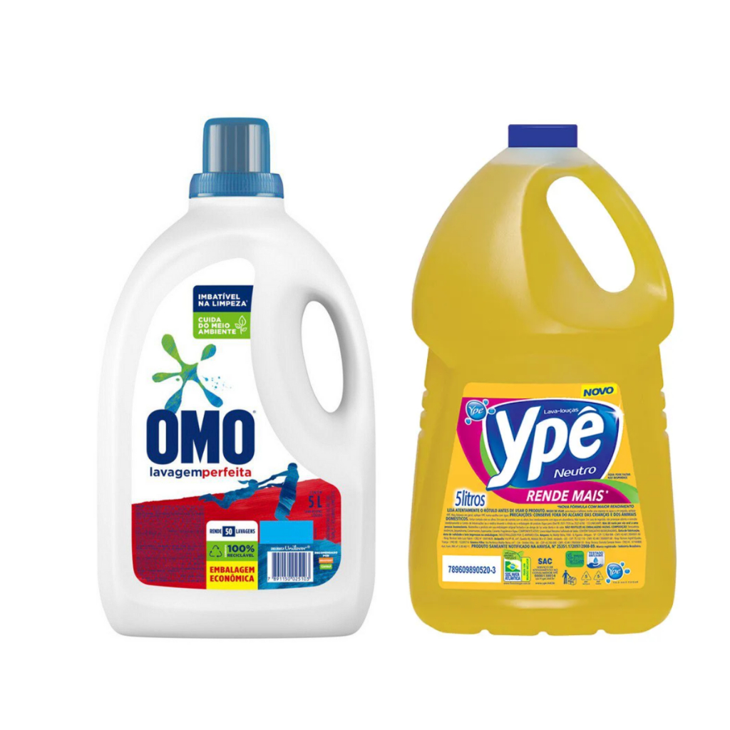 Kit Sabão Lava Roupas Omo Líquido 5L + Detergente Ypê Neutro 5L ...