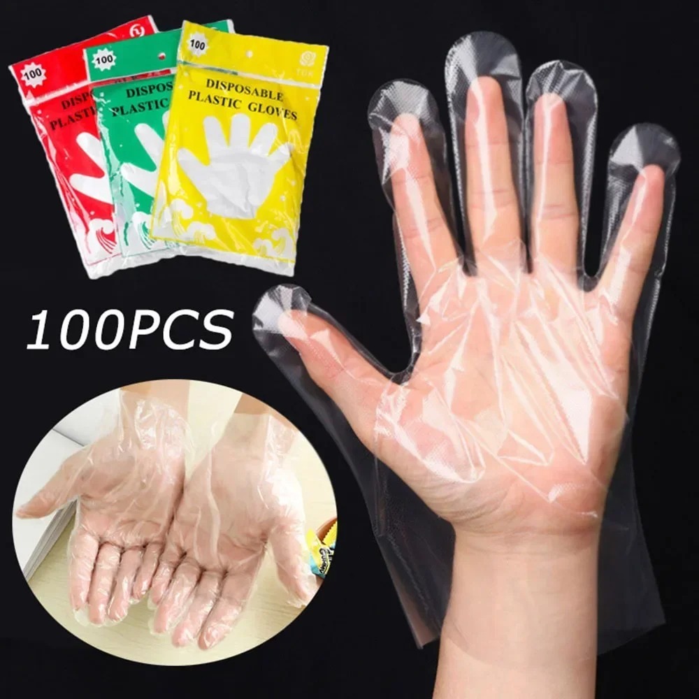 100 und. Luvas Plásticas Descartáveis Transparentes para Ali