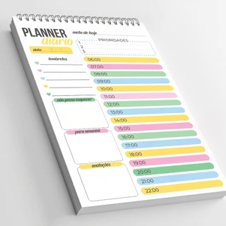 Planner Diário Encadernado - Pronta Entrega - 50 Folhas - 15x21cm