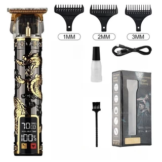 Maquina De Barbear Visor LCD Led Dragão Buda Homem Caveira Metal Vintage Acabamento Cabelo Barba Aparador - K4/K5