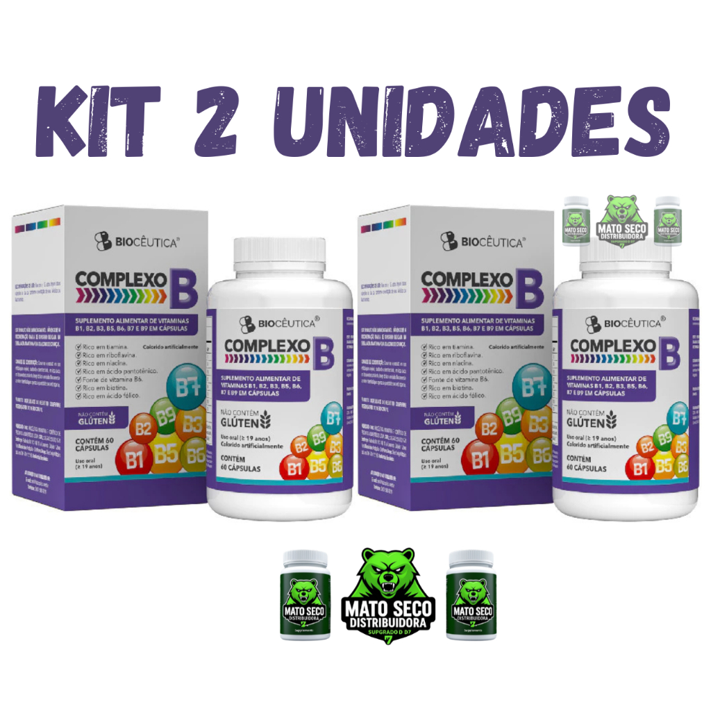 Suplemento Alimentar Complexo B 60 Cápsulas Biocêutica Kit Com 2 ...