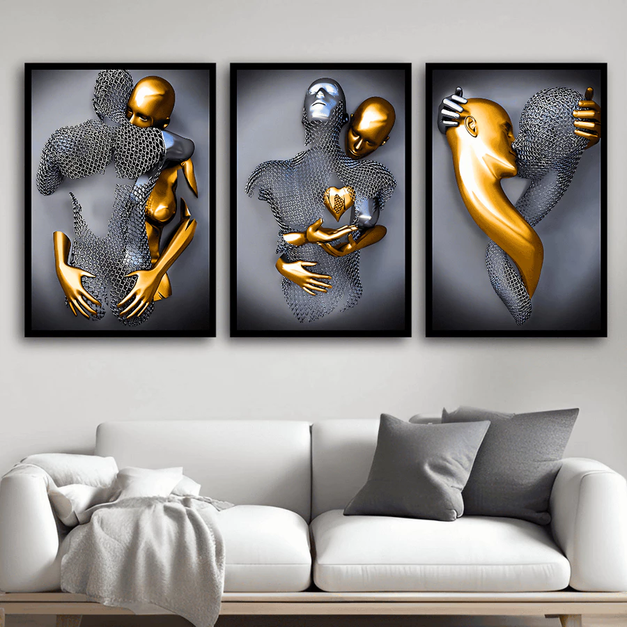 Conjunto com 3 Quadros Decorativos Arte Moderna Estilo Contemporâneo - foto 2