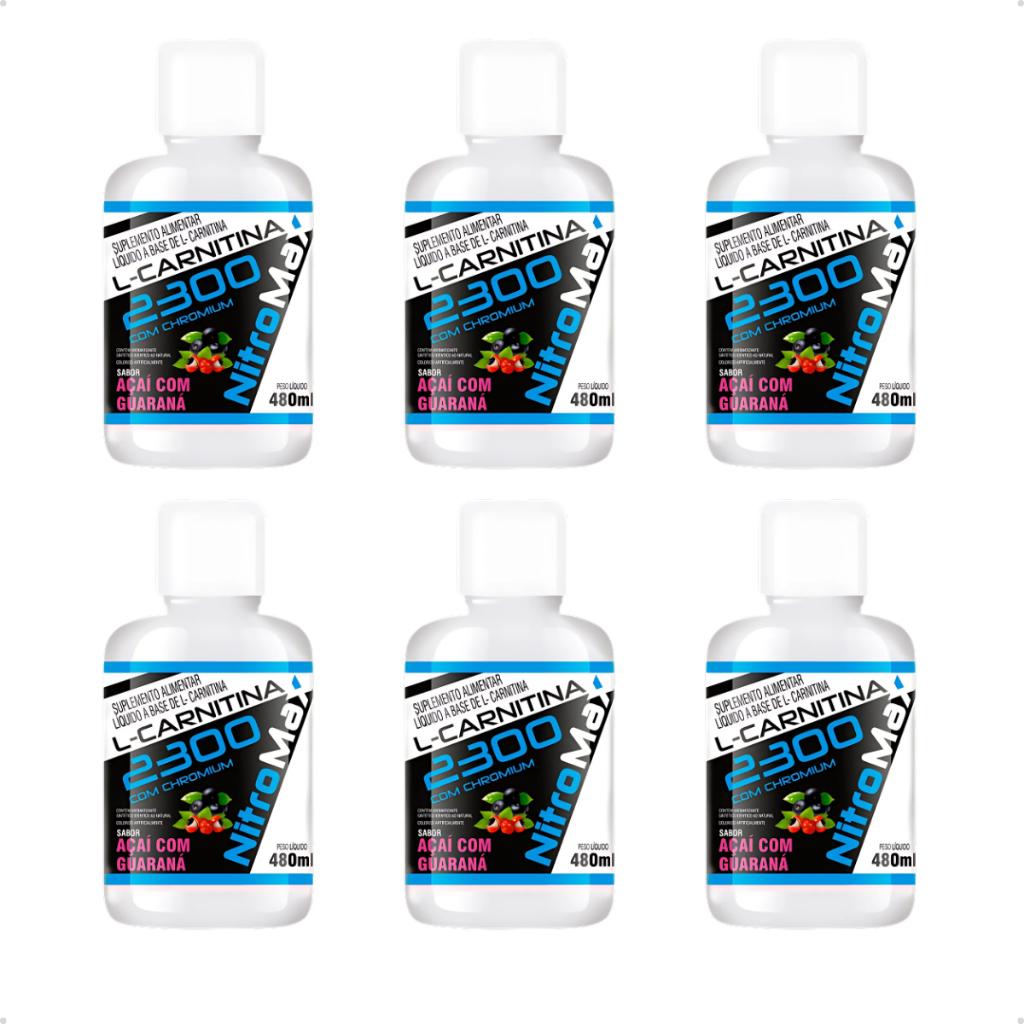 Kit 6x L Carnitine Carnitina C/ Cromo 2300 480ml - Sabores Nitromax |  Shopee Brasil