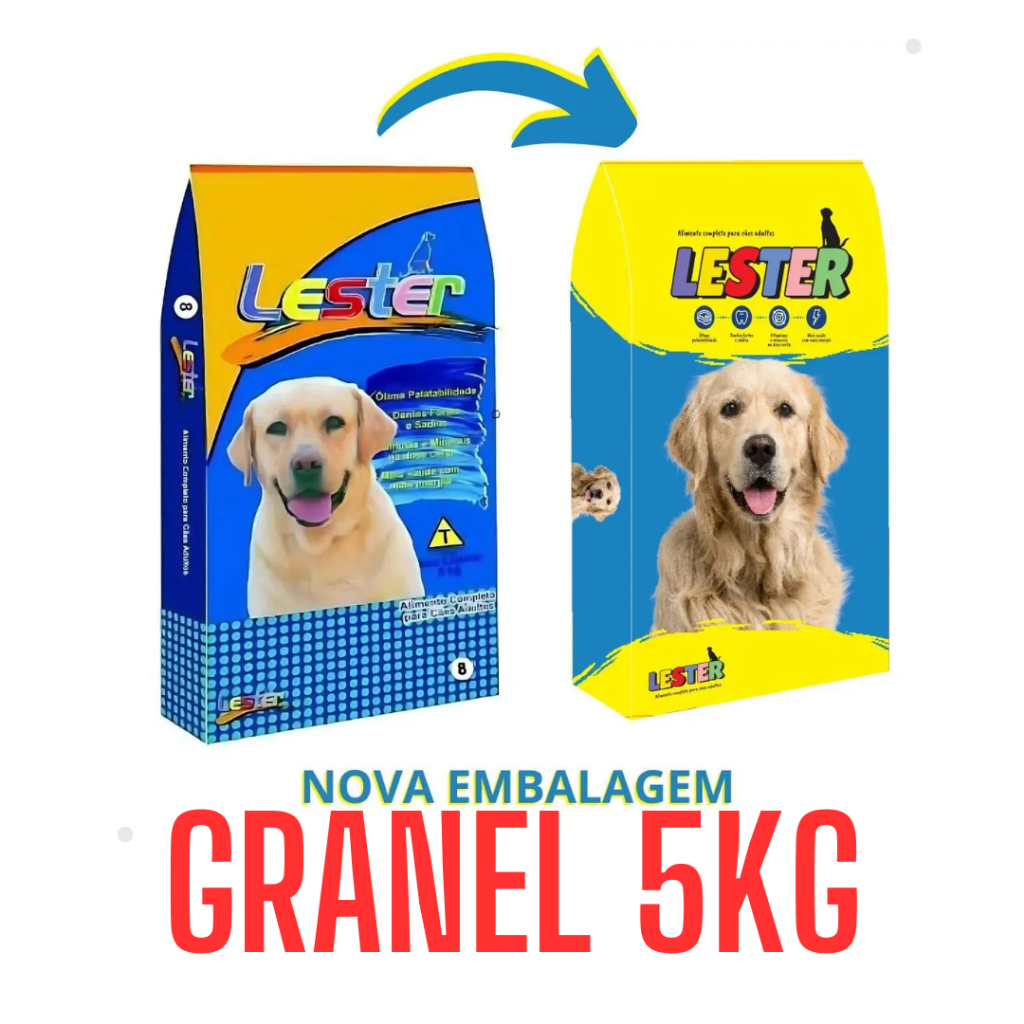RAÇÃO PARA CÃES LESTER GRANEL 5KG - 18% DE PROTEÍNA | Shopee Brasil