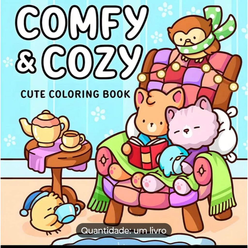 40 Desenhos Comfy and Cozy para colorir em folhas soltas A5 90g ...