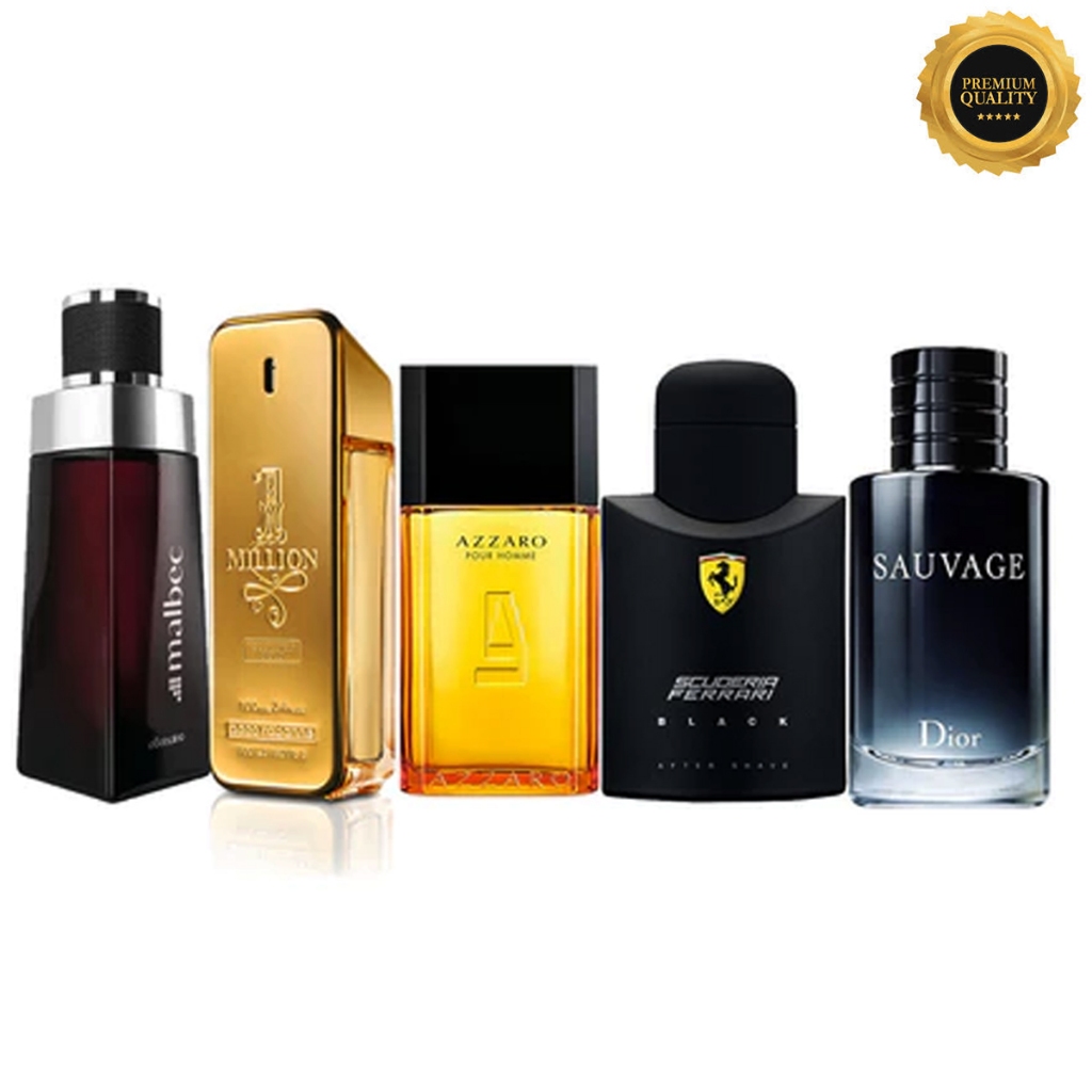 Kit 05 Perfumes Masculino Importado Alta Fixação Combo Promocional ...
