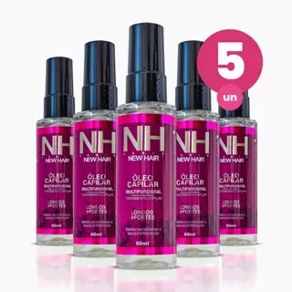 Kit 5 Óleo Multifuncional 60ml Tratamento Capilar Fios mais Longos e Fortes New Hair Belkit em Oferta na Shopee