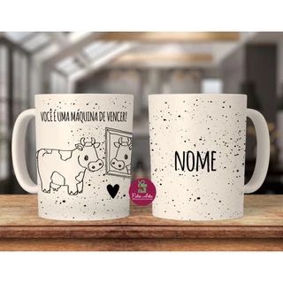 Caneca vaquinha você é uma maquina de vencer com nome presente amiga personalizada motivação engraçada meme galinha