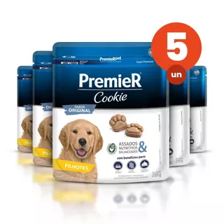 Kit 5 Biscoitos Premier Cookie Cães Filhotes Sabor Original Assados 250g em Oferta na Shopee