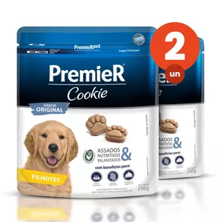 Kit 2 Biscoitos Premier Cookie Cães Filhotes Sabor Original Assados 250g em Oferta na Shopee