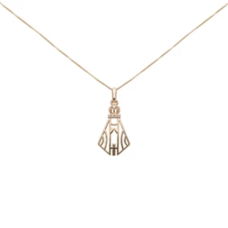 Colar Nossa Senhora Aparecida Vazada Pedras Banhado Ouro 18K