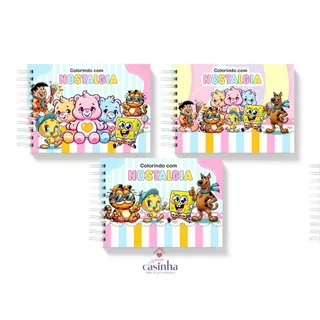 Livro de Colorir Desenhos Nostalgicos 50 paginas folha grossa capa dura em Oferta na Shopee