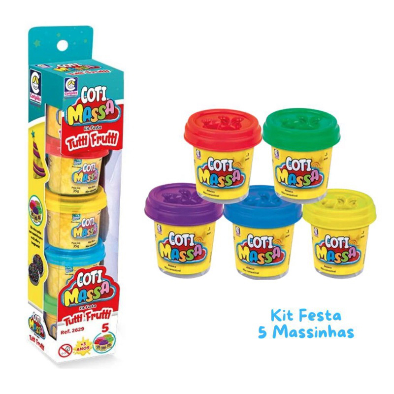 kit 5 potes de Massinha Cotiplas Cheiro Tutti Frutti Coti Massa Envio imediato | Shopee Brasil