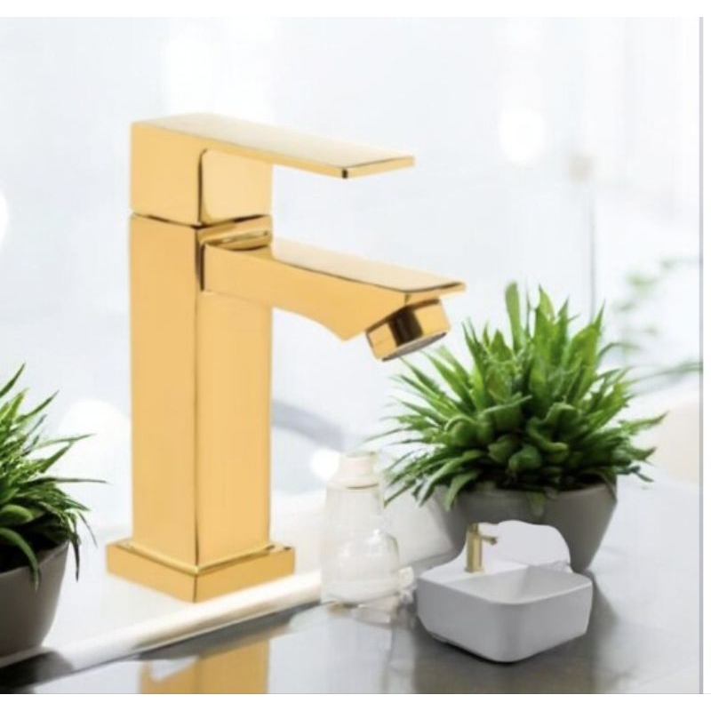 Torneira Para Banheiro Dourada Ouro Lavabo Luxo Metal Original | Shopee ...