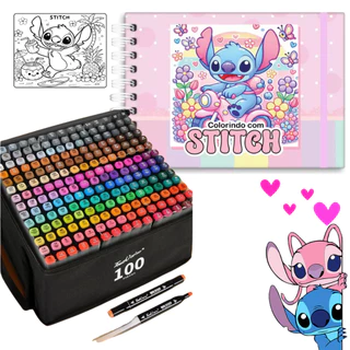 Kit Livro De Colorir Stitch 50 Folhas 180g Canetinhas 24/36/40/48/60/80/100/120