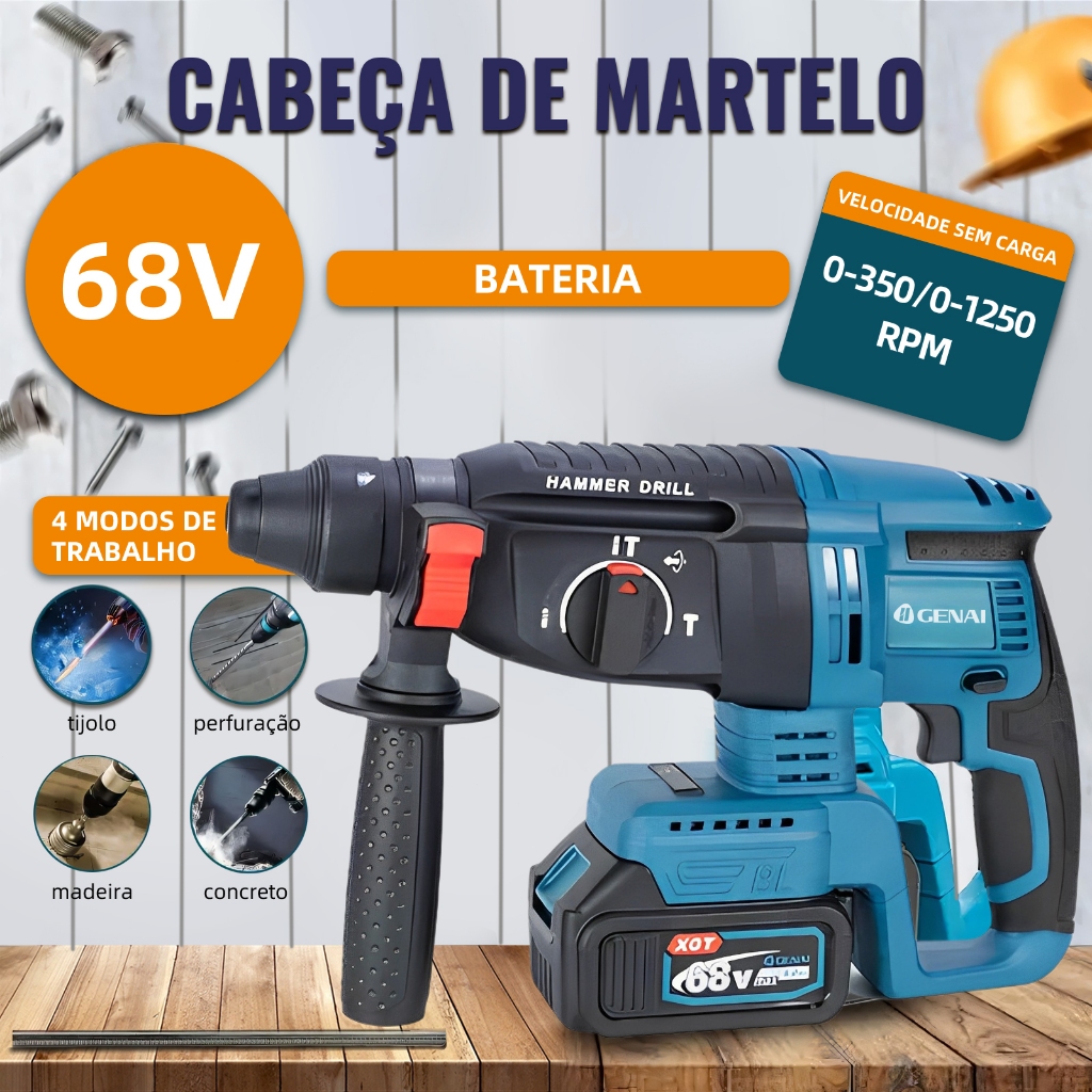 KIT FERRAMENTAS MULTIFUNÇÕES 4 EM 1 PROFISSIONAL 68V 6.0MAH CHAVE