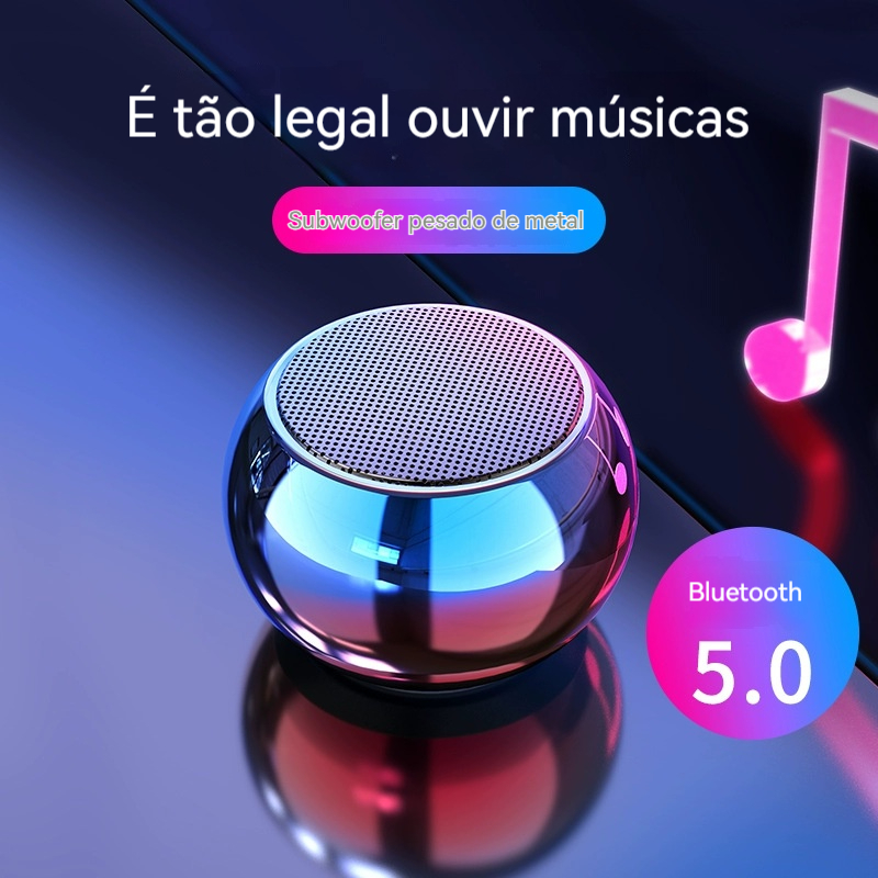 Caixa de Som Bluetooth M3 TWS 3W Metal Portátil À Bateria Longa Duração
