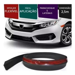 Saia Spoiler Do Parachoque Front Lip Preto Borracha Tunning Universal 2,50 Metros