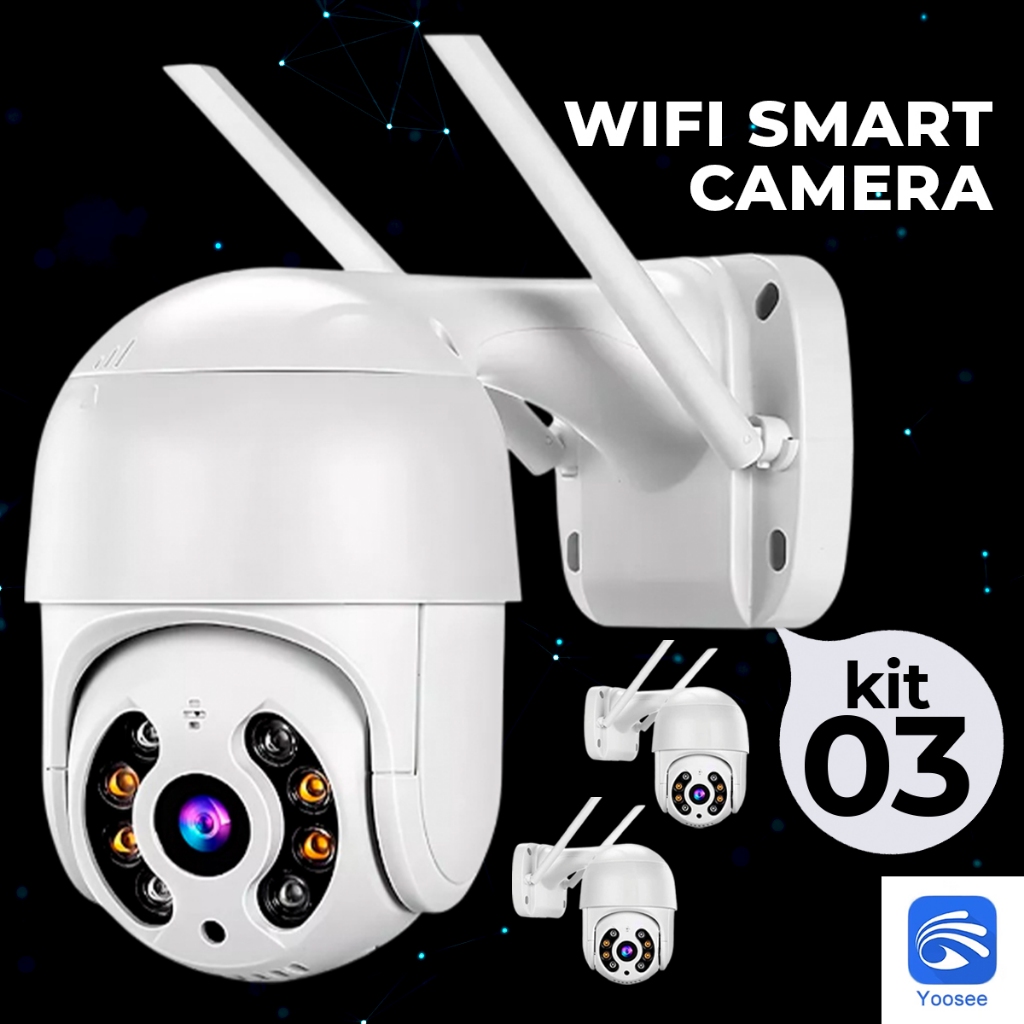 Kit 3x Câmera De Segurança Wifi Ip A8 Aplicativo Yoosee Sem Fio Full Hd Cor Branco Cameras