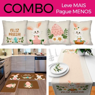 COMBO PÁSCOA: KIT 4 CAPAS DE ALMOFADA + KIT 3 TAPETES DE COZINHA + TRILHO DE MESA - 02