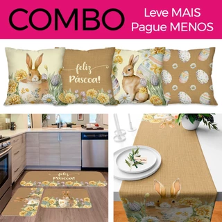 COMBO PÁSCOA: KIT 4 CAPAS DE ALMOFADA + KIT 3 TAPETES DE COZINHA + TRILHO DE MESA - 03