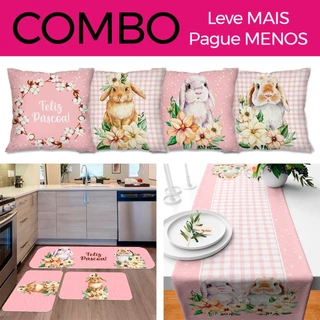 COMBO PÁSCOA: KIT 4 CAPAS DE ALMOFADA + KIT 3 TAPETES DE COZINHA + TRILHO DE MESA - 04