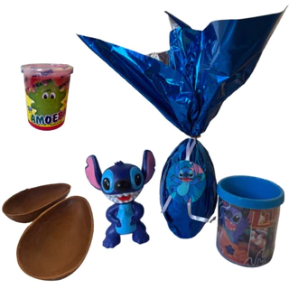 Ovo de Páscoa 250g com brinquedo do Stitch e uma surpresa, chocolate nobre