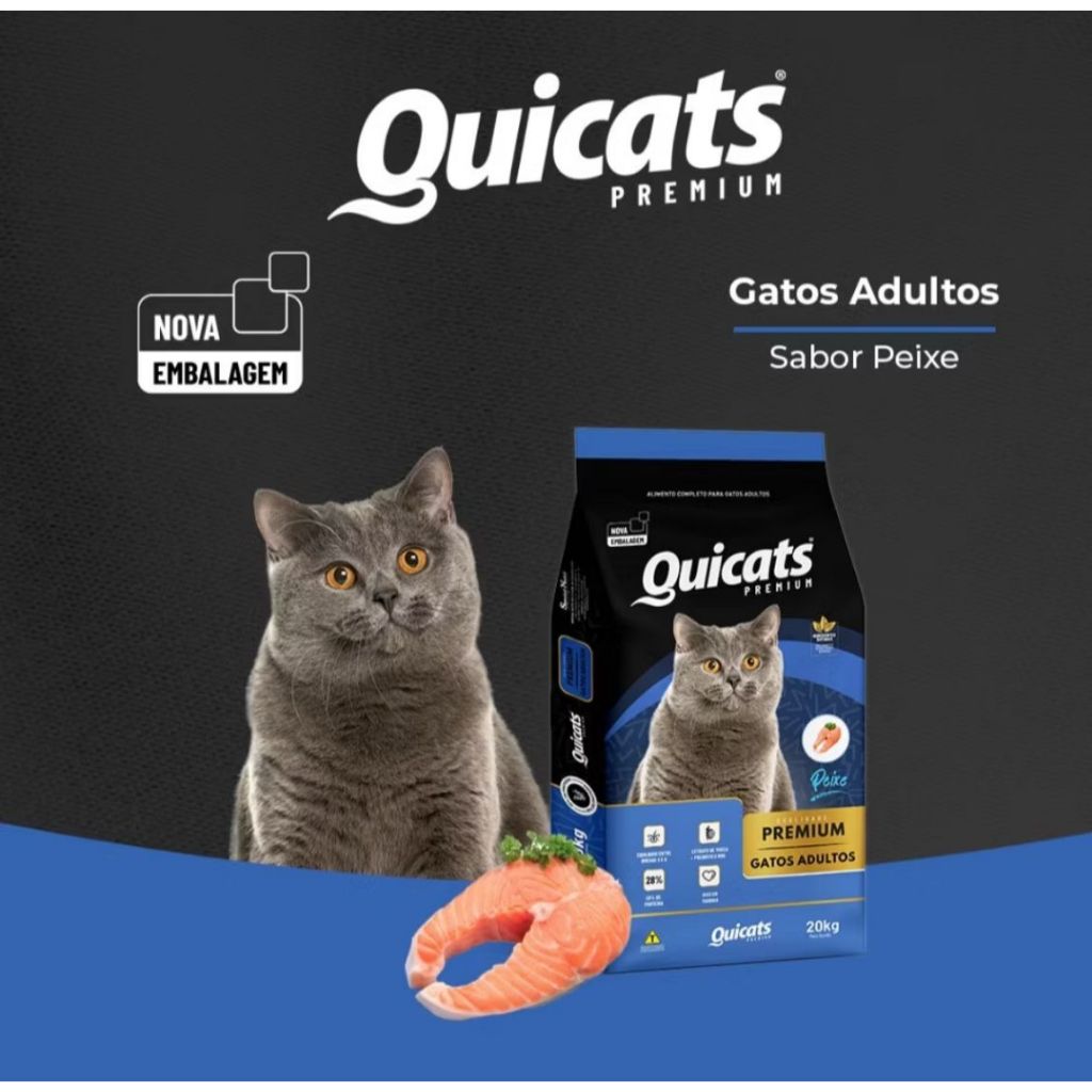 Ração Para Gato SEM CORANTES Quicats Premium Sabor Peixe 7 kg | Shopee ...