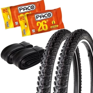 2 Pneus Levorin Excess Ex Aro 26x1.95 + 2 Câmaras Aro 26 Paco Bico Brosso