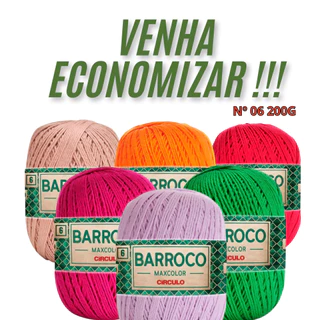 Barbante Barroco Círculo N°6 200g 100% Algodão– Perfeito para crochê e tricô: crie tapetes, mantas.. em Oferta na Shopee